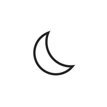 Crescent moon, evening or nighttime line art for apps and websites. Night Mode. Stock Vector illustration isolated on white background.