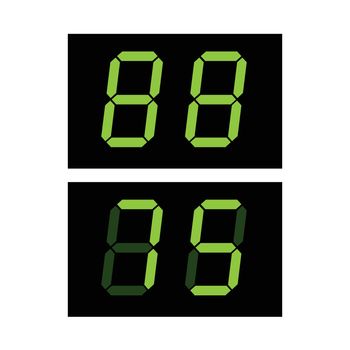 Digital screen template with green digits 88 ready te edit. digital clock or counter. Stock Vector illustration isolated on white background.