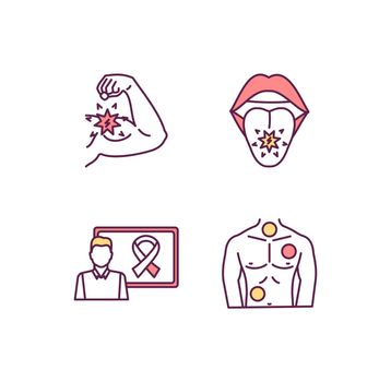 Oncology RGB color icons set.