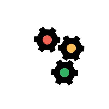 Three black gear wheels on white background. Settings icon. Stock Vector illustration isolated on white background.