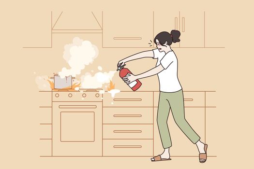 Preventing kitchen fire and flame concept