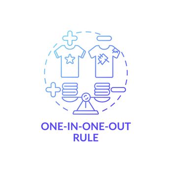 One-in-one-out rule blue gradient concept icon