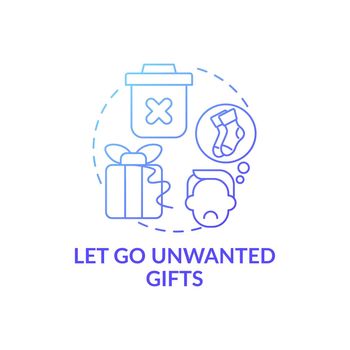 Let go unwanted presents blue gradient concept icon