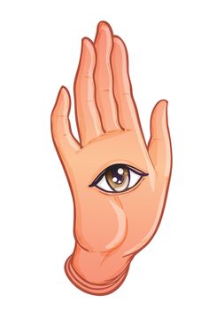 Open hand with the all-seeing eye on the palm