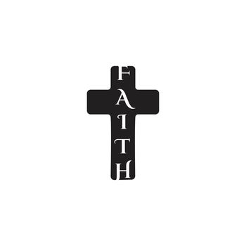 Word Faith in Cross Shape, Christian symbol. Stock vector illustration isolated on white background