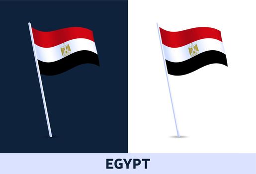 egypt vector flag. Waving national flag of Italy isolated on white and dark background. Official colors and proportion of flag. Vector illustration.