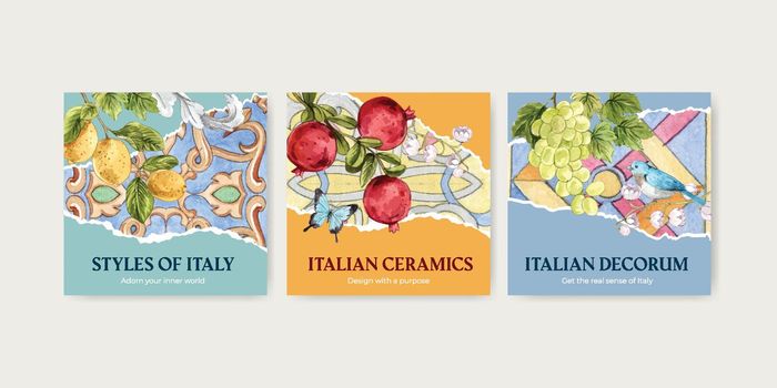 Banner template with Italian style concept,watercolor style