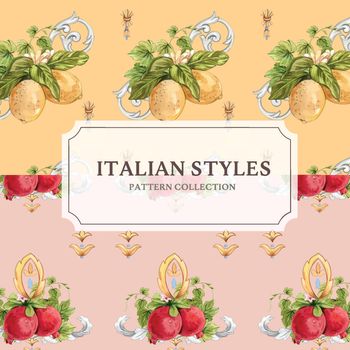Pattern seamless template with Italian style concept,watercolor style