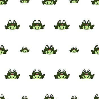 Seamless pattern Funny green toad sticker. Suitable for backgrounds, postcards, and wrapping paper. Vector.