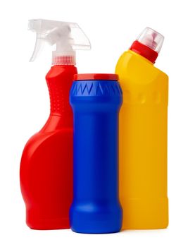 Plastic liquid detergent container on white background
