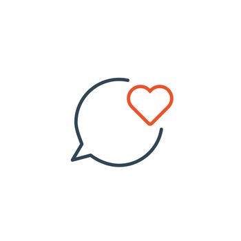 Love message, linear heart in speech bubble icon, good feedback. Stock Vector illustration isolated on white background.
