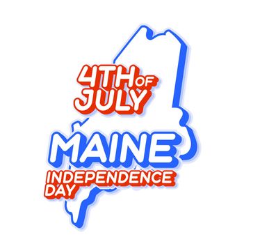 maine state 4th of july independence day with map and USA national color 3D shape of US state Vector Illustration
