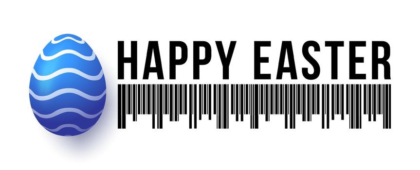 Easter SALE concept illustration. Bar code realistic Egg banner. Happy Easter vector background. Egg sticker. Vector