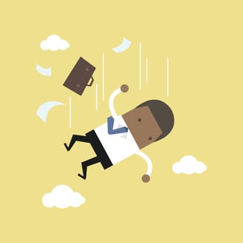 African businessman is falling from sky.