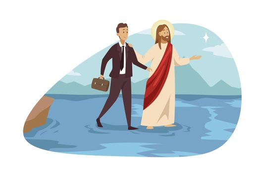 Religious support, christianity, business success concept