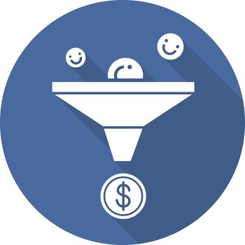 Sales funnel flat design long shadow icon