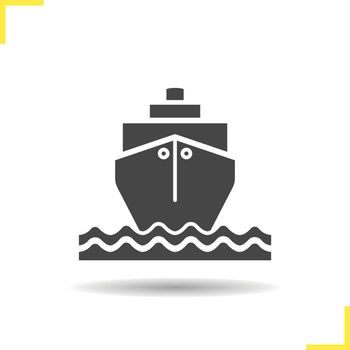 Cruise ship with waves icon