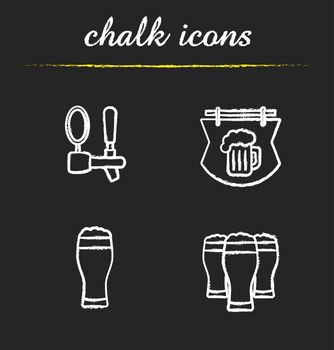 Beer pub chalk icons set