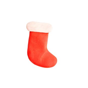 red christmas stocking made of plasticine