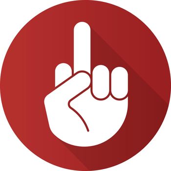 Middle finger up flat design long shadow icon