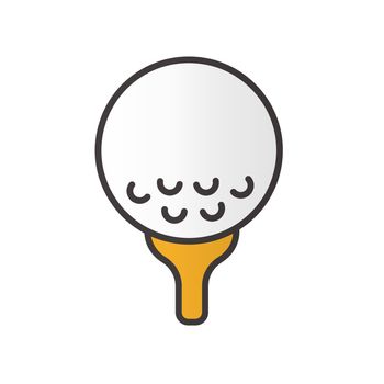 Golf ball on tee color icon