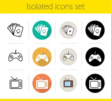 Leisure and entertainment activities icons set