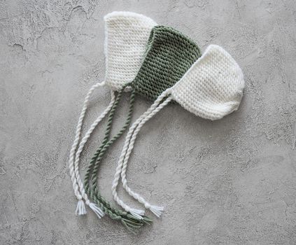 set of tender knitted hats for newborn