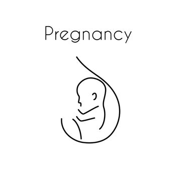 Pregnancy icon. Medical genecology sign. Obstetrics symbol. Linear icons on white background. Vector