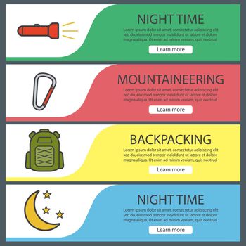 Hiking and mountaineering banner templates set