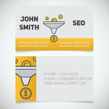 Business card print template with sales funnel logo