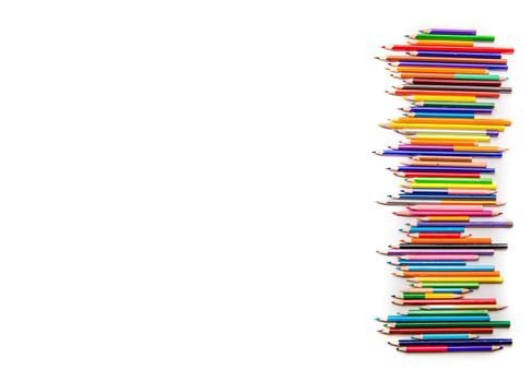 Bright color pencils in a row