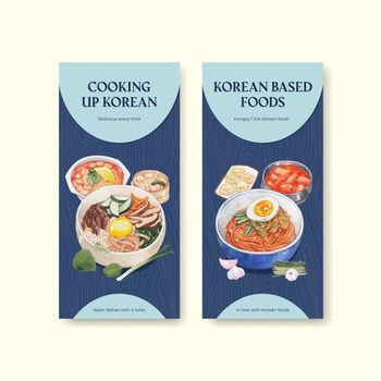 Flyer template with Korean foods concept,watercolor style