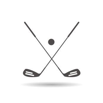 Golf ball and clubs icon