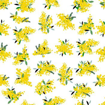 Mimosa branches pattern on international women's day