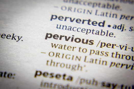 Word or phrase Pervious in a dictionary.