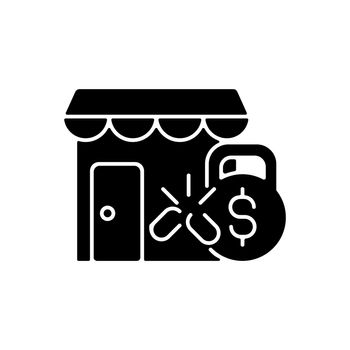 Small business debt relief black glyph icon