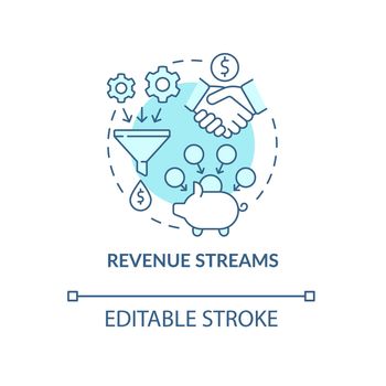 Revenue streams blue concept icon