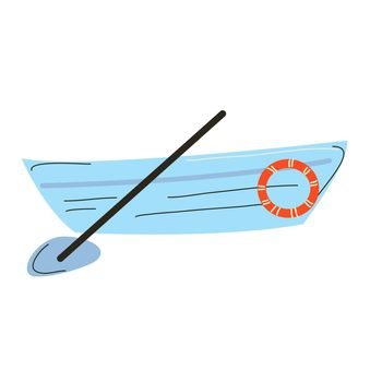 Boat with oar and life buoy