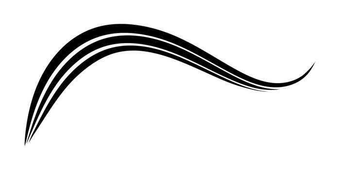 Curved three stripes calligraphy element vector calligraphy sea wave, elegantly curved ribbon logo