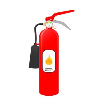Red fire extinguisher. Fire extinguisher in a flat style is isolated on a white background. Vector.