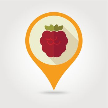 Raspberry flat pin map icon. Berry fruit
