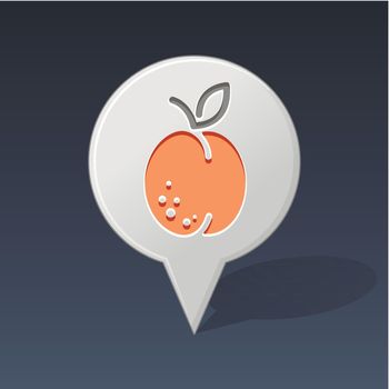Apricot pin map icon. Fruit vector illustration