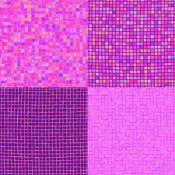 Seamless square pixel mosaic backgrounds set. Vector illustration
