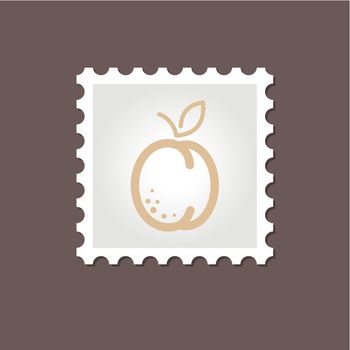 Apricot stamp. Outline vector illustration