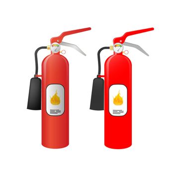 Red fire extinguisher. Fire extinguisher isolated on a white background. Realistic. Vector.