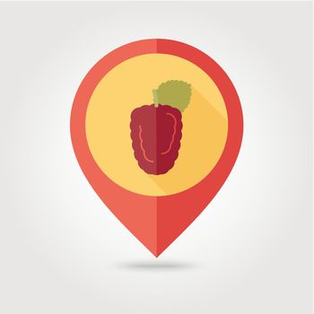 Blackberry bramble flat pin map icon. Berry fruit