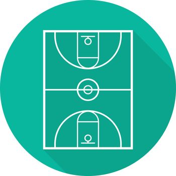 Basketball court flat linear long shadow icon