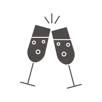Toasting champagne glasses glyph icon