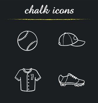 Baseball chalk icons set