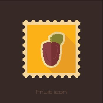 Blackberry bramble flat stamp. Berry fruit vector